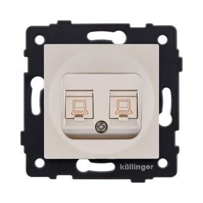 Розетка двойная Ethernet RJ45 Cat.6, золотой Kollinger REA-019GD для Aspekt, Eleganz, Reflex
