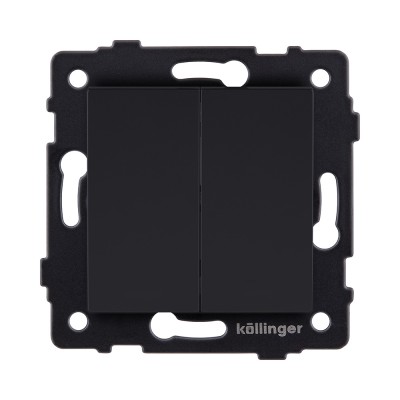 Выключатель 2-клавишный 10А/250В, черный матовый Kollinger REA-S-007BM для Aspekt, Eleganz, Reflex