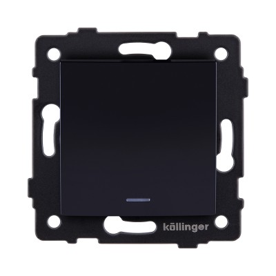 Выключатель 1-клавишный 10А/250В с LED подсветкой, изогнутый, черный Kollinger REA-R-002BK для Aspekt, Eleganz, Reflex