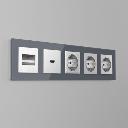 Накладка на механизм Встраиваемые механизмы серебряный рифленый WL09-HDMI-CP