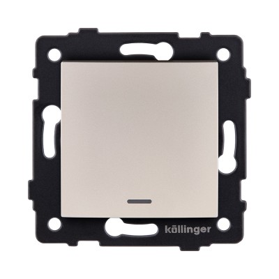 Выключатель 1-клавишный 10А/250В с LED подсветкой, изогнутый, золотой Kollinger REA-R-002GD для Aspekt, Eleganz, Reflex