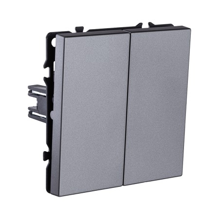 Выключатель 2-клавишный проходной 10А/250В, серый Kollinger Eclipse EC-005GY