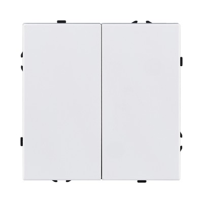 Выключатель 2-клавишный проходной 10А/250В, белый глянцевый Kollinger Eclipse EC-005WG