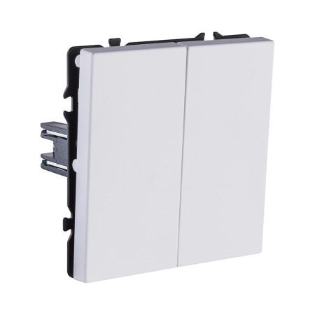 Выключатель 2-клавишный проходной 10А/250В, белый глянцевый Kollinger Eclipse EC-005WG