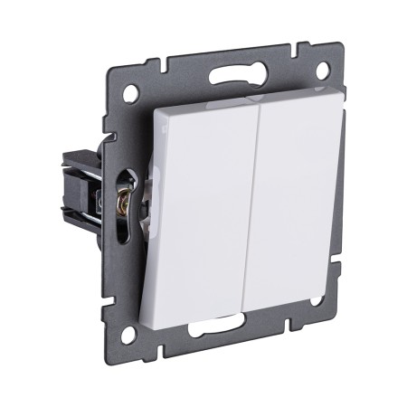 Выключатель 2-клавишный 10А/250В, белый Kollinger REA-S-007WH для Aspekt, Eleganz, Reflex