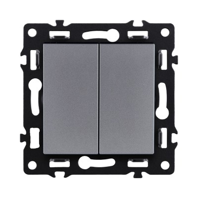 Выключатель 2-клавишный 10А/250В, серый Kollinger Asthetik AS-004GY