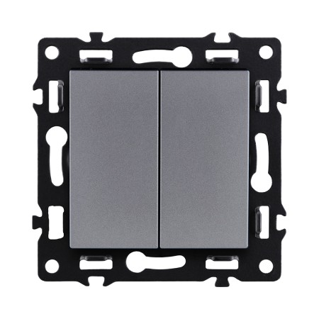 Выключатель 2-клавишный 10А/250В, серый Kollinger Asthetik AS-004GY