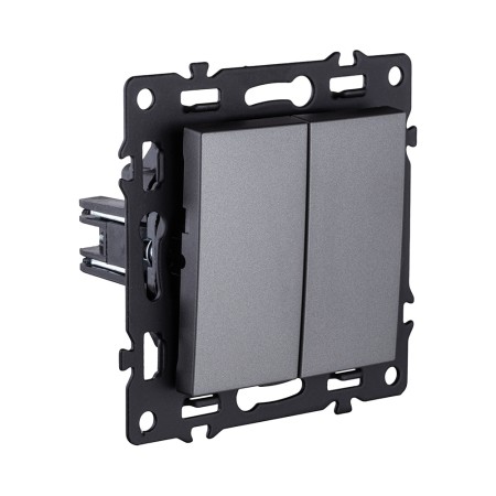 Выключатель 2-клавишный 10А/250В, серый Kollinger Asthetik AS-004GY