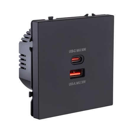 Розетка USB A+C 65W, черный матовый Kollinger Eclipse EC-024BK