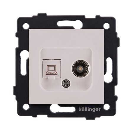 Розетка двойная TV (мама) + RJ45 Cat.6, кашемир матовый Kollinger REA-021CM для Aspekt, Eleganz, Reflex