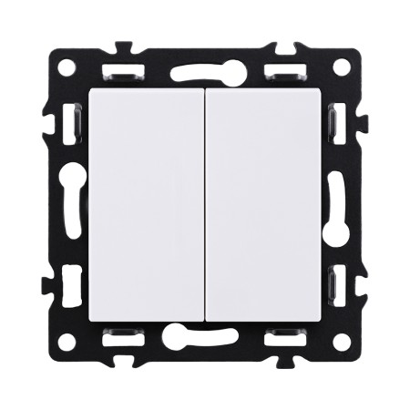 Выключатель 2-клавишный 10А/250В, белый Kollinger Asthetik AS-004WH