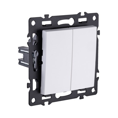 Выключатель 2-клавишный 10А/250В, белый Kollinger Asthetik AS-004WH