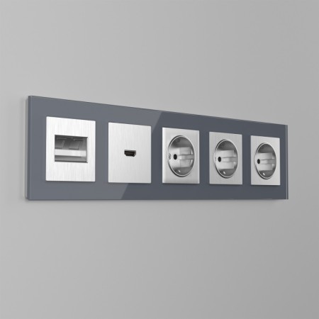 Розетка Встраиваемые механизмы серебряный рифленый W1171009