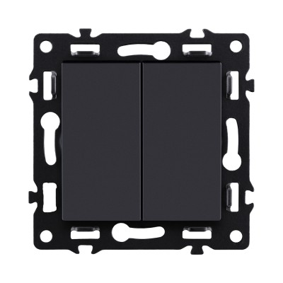 Выключатель 2-клавишный проходной 10А/250В, черный Kollinger Asthetik AS-005BK