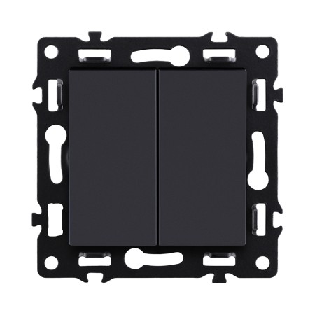 Выключатель 2-клавишный проходной 10А/250В, черный Kollinger Asthetik AS-005BK