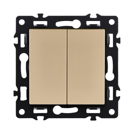 Выключатель 2-клавишный проходной 10А/250В, золотой Kollinger Asthetik AS-005GD