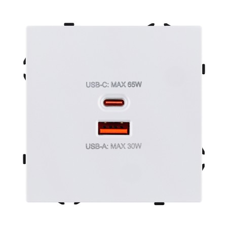 Розетка USB A+C 65W, белый глянцевый Kollinger Eclipse EC-024WG