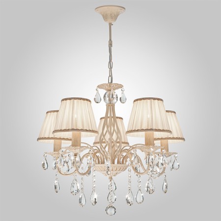 Подвесная люстра Eurosvet 10054/5 белый с золотом/прозрачный хрусталь Strots