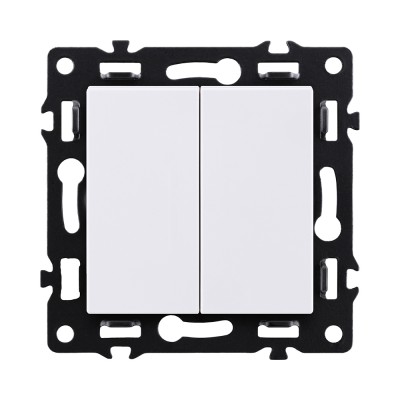 Выключатель 2-клавишный проходной 10А/250В, белый Kollinger Asthetik AS-005WH