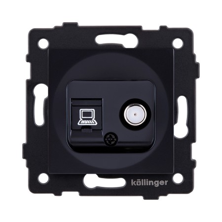 Розетка двойная спутниковая SAT + RJ45 Cat.6, черный Kollinger REA-022BK для Aspekt, Eleganz, Reflex