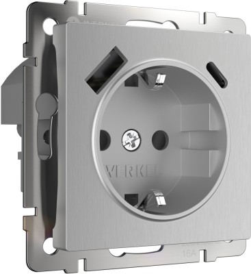 Розетка Встраиваемые механизмы серебряный рифленый W1171709