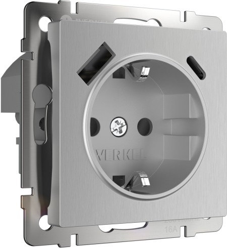 Розетка Встраиваемые механизмы серебряный рифленый W1171709