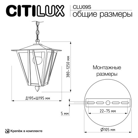 Подвесной уличный светильник Citilux CLU09S