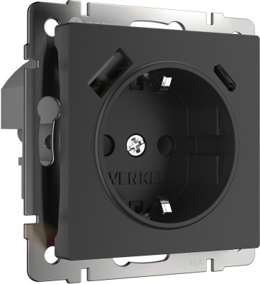 Розетка Встраиваемые механизмы черные матовый W1171708