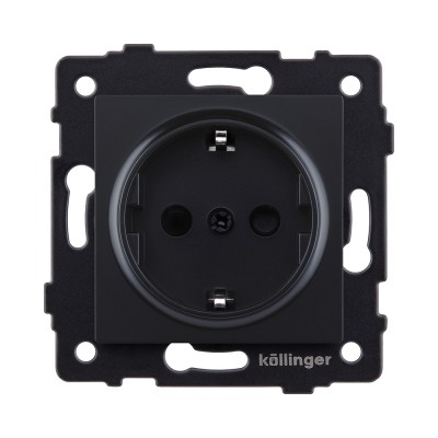 Розетка штепсельная SCHUKO 16A/250 В, черный матовый Kollinger REA-002BM для Aspekt, Eleganz, Reflex