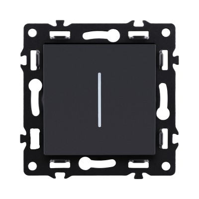 Выключатель 1-клавишный 10А/250В с LED подсветкой, черный Kollinger Asthetik AS-007BK