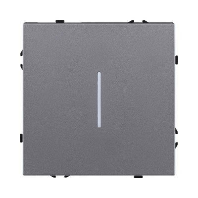 Выключатель 1-клавишный проходной 10А/250В с LED подсветкой, серый Kollinger Eclipse EC-008GY