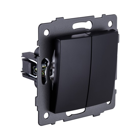 Выключатель 2-клавишный 10А/250В, изогнутый, черный Kollinger REA-R-007BK для Aspekt, Eleganz, Reflex