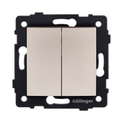 Выключатель 2-клавишный 10А/250В, изогнутый, золотой Kollinger REA-R-007GD для Aspekt, Eleganz, Reflex