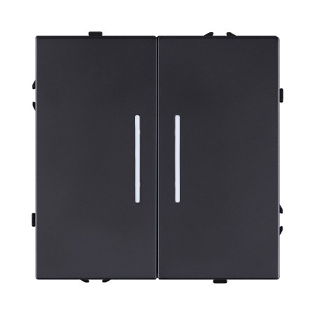 Выключатель 2-клавишный 10А/250В с LED подсветкой, черный матовый Kollinger Eclipse EC-010BK