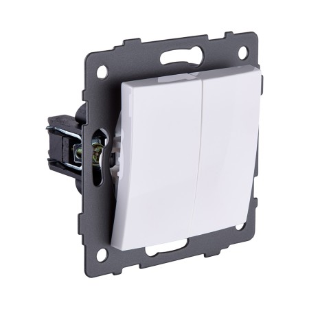 Выключатель 2-клавишный 10А/250В, изогнутый, белый Kollinger REA-R-007WH для Aspekt, Eleganz, Reflex