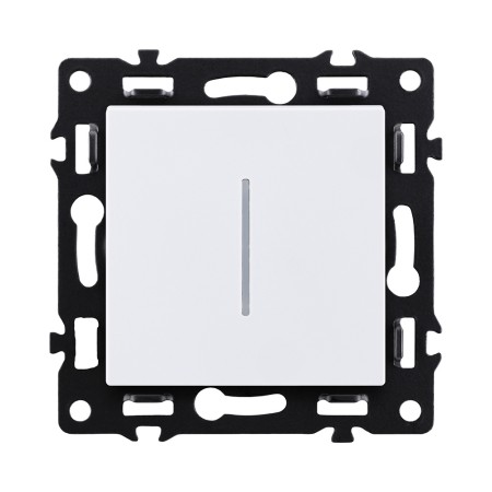 Выключатель 1-клавишный проходной 10А/250В с LED подсветкой, белый Kollinger Asthetik AS-008WH