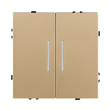 Выключатель 2-клавишный 10А/250В с LED подсветкой, золотой Kollinger Eclipse EC-010GD
