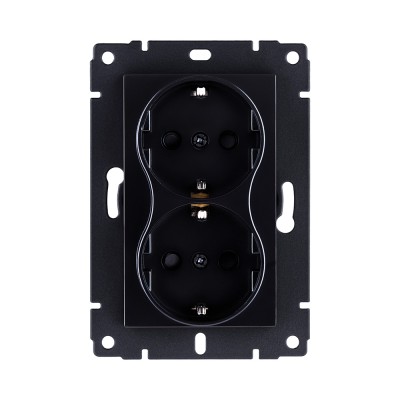 Розетка штепсельная SCHUKO двойная 16A/250 В, черный Kollinger REA-032BK для Aspekt, Eleganz, Reflex