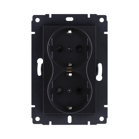 Розетка штепсельная SCHUKO двойная 16A/250 В, черный матовый Kollinger REA-032BM для Aspekt, Eleganz, Reflex