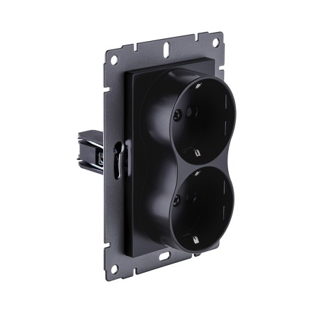 Розетка штепсельная SCHUKO двойная 16A/250 В, черный матовый Kollinger REA-032BM для Aspekt, Eleganz, Reflex