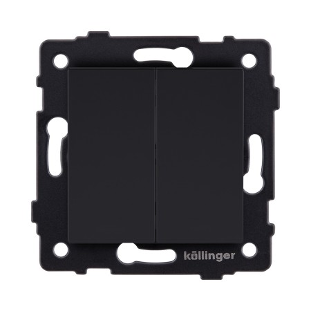 Выключатель кнопочный 2-клавишный 10А/250В, черный матовый Kollinger REA-S-011BM для Aspekt, Eleganz, Reflex