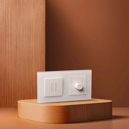 Выключатель 2-клавишный 10А/250В с LED подсветкой, белый Kollinger Asthetik AS-010WH