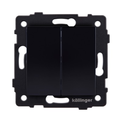 Выключатель 2-клавишный проходной 10А/250В, изогнутый, черный Kollinger REA-R-009BK для Aspekt, Eleganz, Reflex