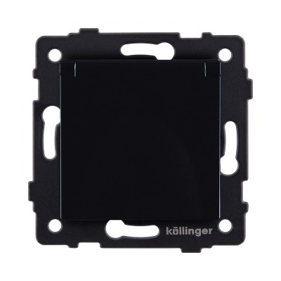 Розетка штепсельная SCHUKO 16A/250 В с крышкой, черный Kollinger REA-006BK для Aspekt, Eleganz, Reflex