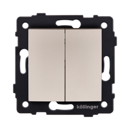 Выключатель 2-клавишный проходной 10А/250В, изогнутый, золотой Kollinger REA-R-009GD для Aspekt, Eleganz, Reflex