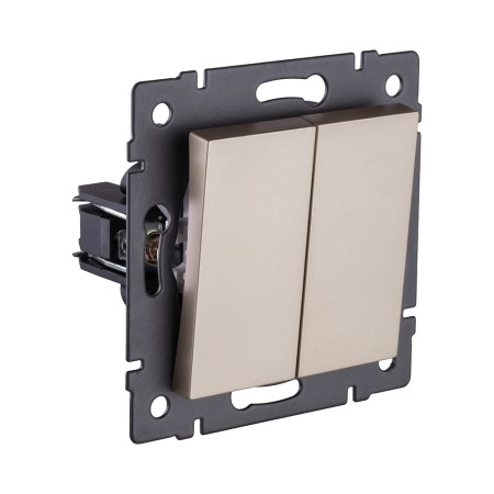 Выключатель кнопочный 2-клавишный 10А/250В, золотой Kollinger REA-S-011GD для Aspekt, Eleganz, Reflex