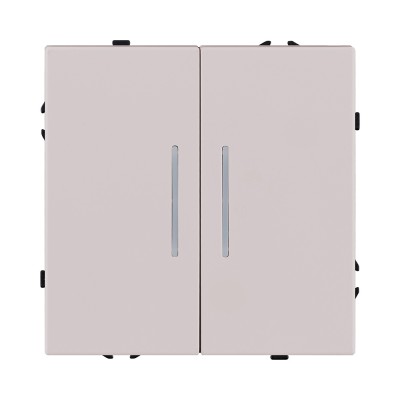 Выключатель 2-клавишный проходной 10А/250В с LED подсветкой, кашемир матовый Kollinger Eclipse EC-011CM