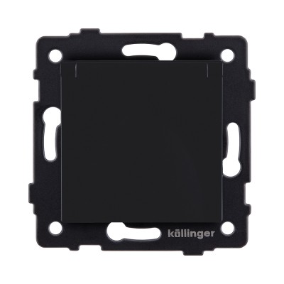 Розетка штепсельная SCHUKO 16A/250 В с крышкой, черный матовый Kollinger REA-006BM для Aspekt, Eleganz, Reflex