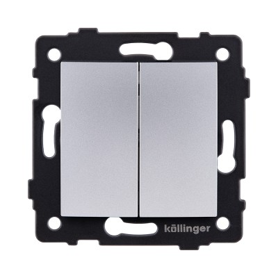 Выключатель 2-клавишный проходной 10А/250В, изогнутый, серый Kollinger REA-R-009GY для Aspekt, Eleganz, Reflex