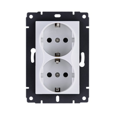 Розетка штепсельная SCHUKO двойная 16A/250 В, белый Kollinger REA-032WH для Aspekt, Eleganz, Reflex